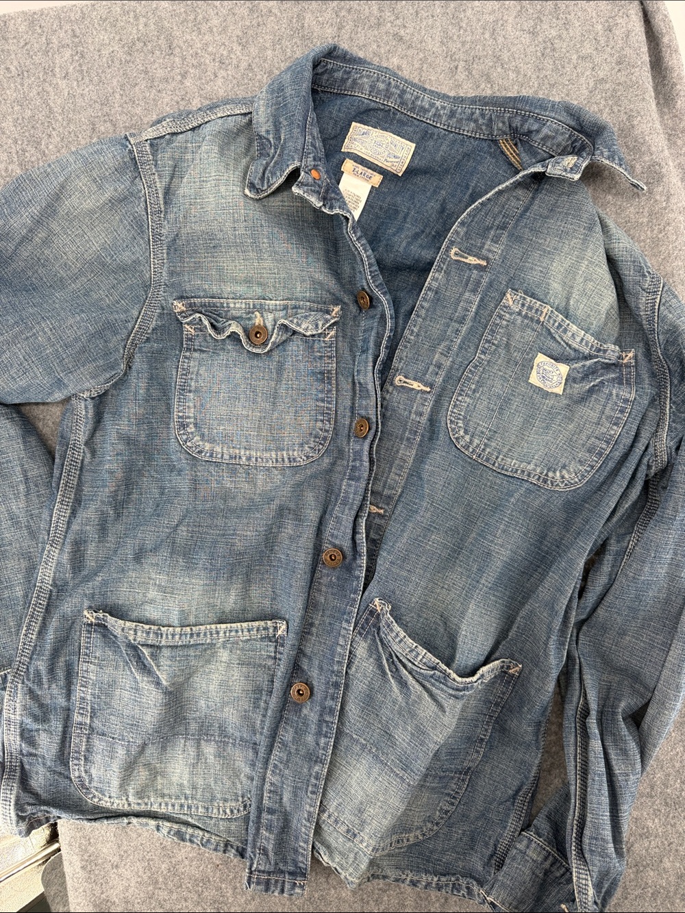 Lucky Brand Chore Jacket denim full button up with pockets coat Rare size XL